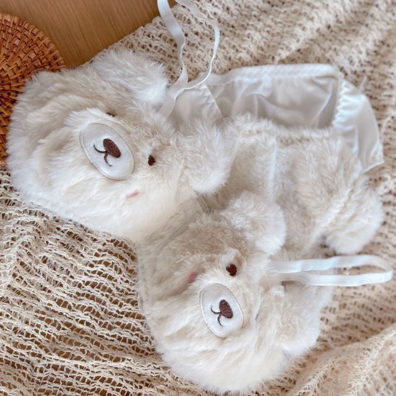 Sweet Honeybear lingerie, fuzzy bra and panties set, kawaii ABDL DDLG cutecore fit for dreamy cuddles