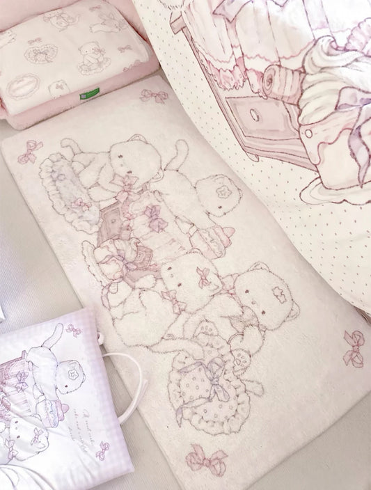 Soft and fluffy Sweet Paws pink kitty lounge rug 47x24 inches with kawaii design