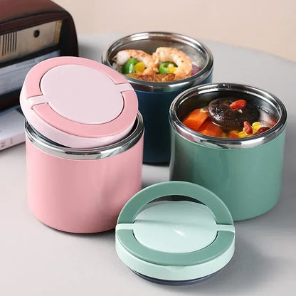 Set of sweet pink thermal food jars in multiple sizes with airtight lids and seamless insulation