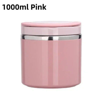 Sweet pink thermal food jar 1000ml with stainless steel insulation and wide mouth design