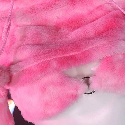 Sweet Purrfection Cosplay Set, close-up of plush hoodie and bra details, soft and flirty textures