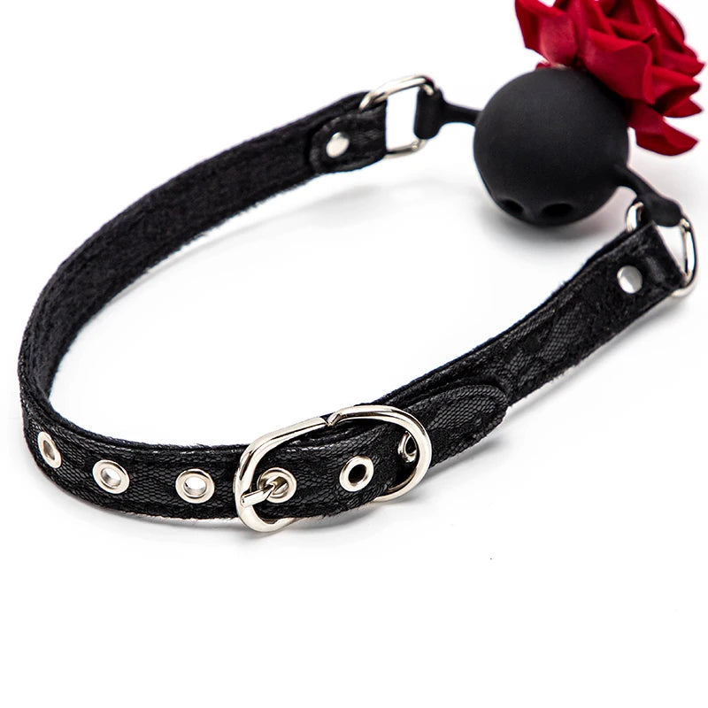 Black Sweet Rose Babygirl Mouth Gag, edgy cutecore & babygirl accessory, roleplay-ready