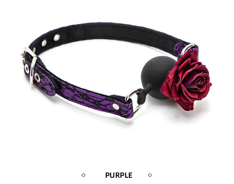 Purple Sweet Rose Babygirl Mouth Gag, cute cutecore babygirl accessory, soft & comfy fit