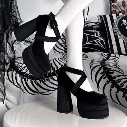 Sweet suede lace-up platforms with thick adjustable ties, pastel cutecore, lolita and alternative fashion for kawaii lifestyle, DDLG and ABDL