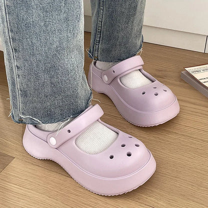 Pink Sweet Summer Platform Slides with chunky sole and kawaii ddlg aesthetic