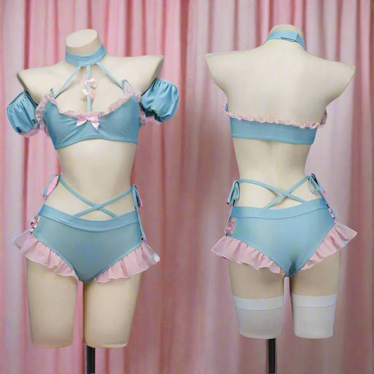 Sweet Tease Schoolgirl Set, flirty and sassy outfit for cosplay, DDLG roleplay, or kawaii-inspired dress-up