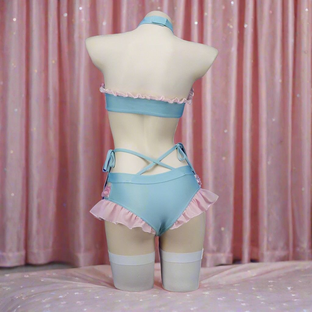Flirty Sweet Tease Schoolgirl Set, one-size kawaii cosplay outfit with soft polyester and pleated skirt for playful fun