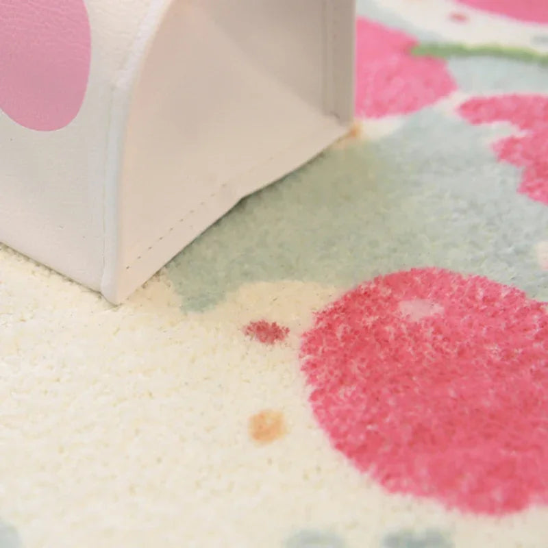 Close-up of Sweet Treats kawaii rug material showing soft, cozy, and durable texture