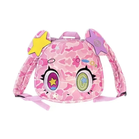 Target Locked Kawaii Camo Backpack 💘 pink camo anime style, DDLG ABDL babycore aesthetic, adjustable straps & spacious design 🎒✨