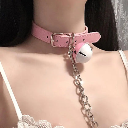 Tease Babe Bell Collar in pastel pink, soft, flirty, and ideal for Daddy/Mommy play