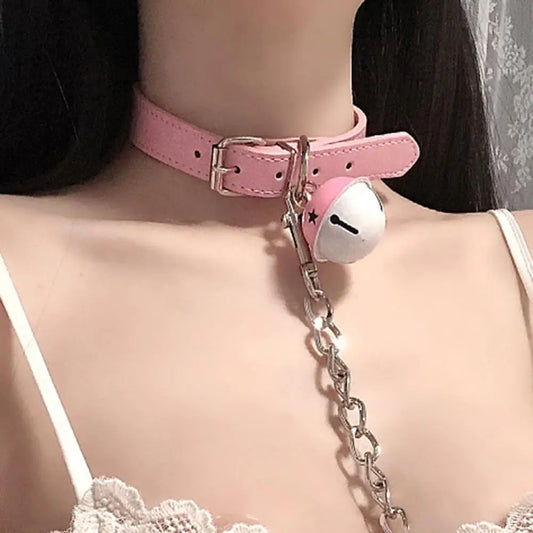 Tease Babe Bell Collar in pastel pink, soft, flirty, and ideal for Daddy/Mommy play