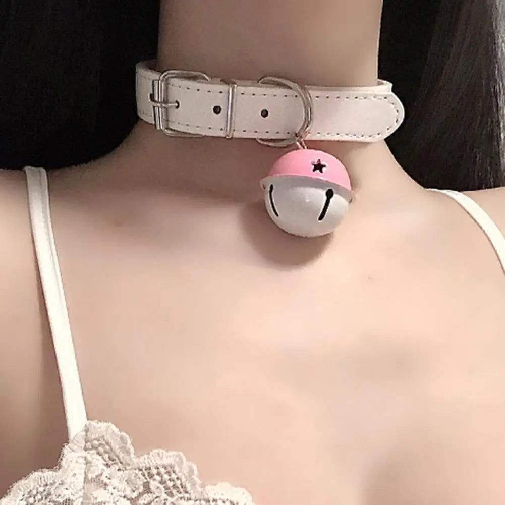 Tease Babe Bell Collar in white, cute, lightweight, and perfect for cutecore outfits