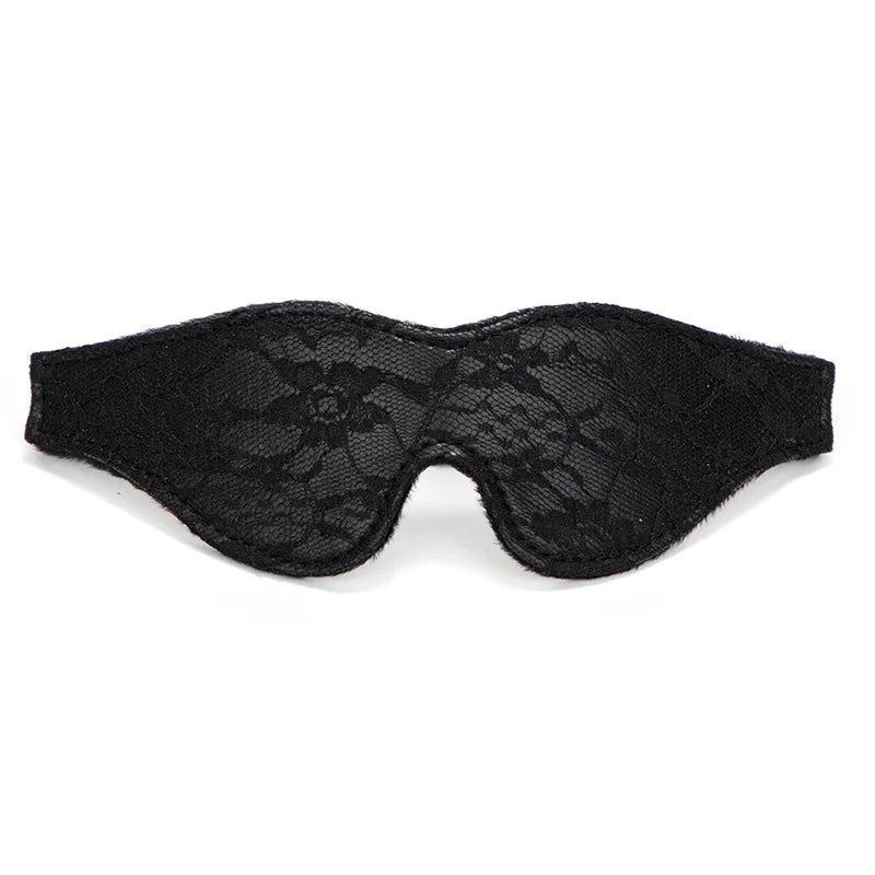 Tease Me Fantasy Lace Blindfold in black on black, soft lace, edgy cutebaddie, DDLG fantasyplay accessory