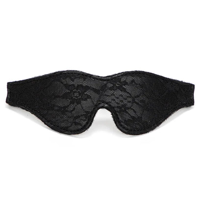 Tease Me Fantasy Lace Blindfold in black on black, soft lace, edgy cutebaddie, DDLG fantasyplay accessory