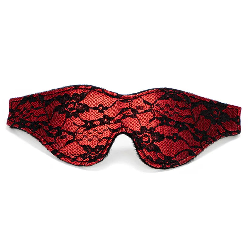 Tease Me Fantasy Lace Blindfold in red & black, soft lace, flirty cutebaddie, DDLG roleplay accessory