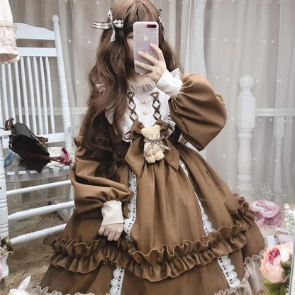 lolita teddy dress designed for ddlg and abdl dress up with soft fabric ruffles and lace