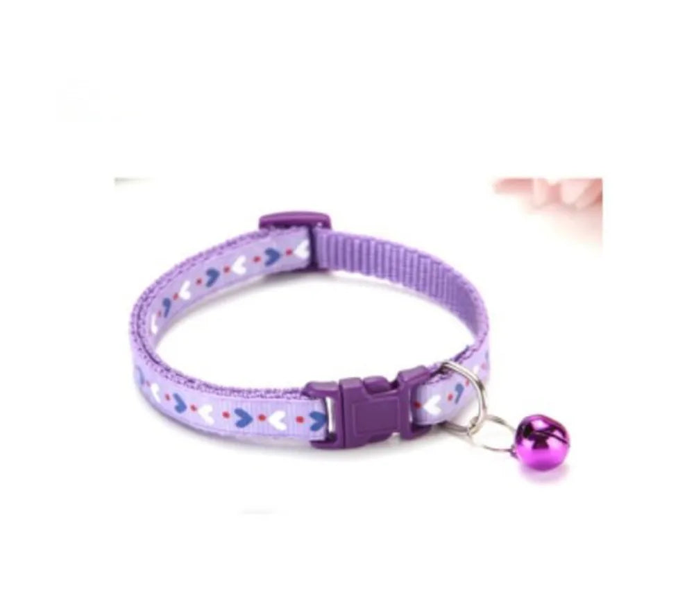 Top-down view of purple Soft Kitty collar with lollipop charm – kawaii choker style