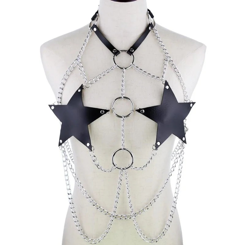 Black Triple O Starship Chain, sexy cutecore DDLG fetish accessory for lil’ play and kawaii outfits