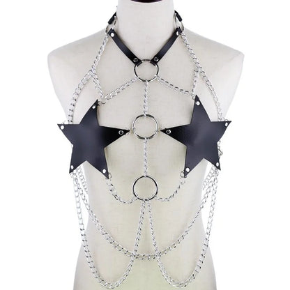 Black Triple O Starship Chain, sexy cutecore DDLG fetish accessory for lil’ play and kawaii outfits
