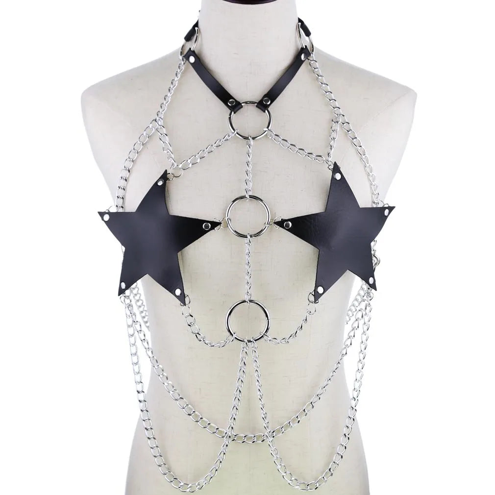 Black Triple O Starship Chain, sexy cutecore and DDLG accessory, flirty and edgy for playful looks