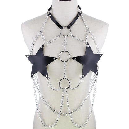 Black Triple O Starship Chain, sexy cutecore and DDLG accessory, flirty and edgy for playful looks