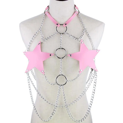 Pastel pink Triple O Starship Chain, kawaii cutecore and DDLG accessory, playful, soft, and flirty