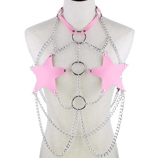 Pastel pink Triple O Starship Chain, kawaii cutecore and DDLG accessory, playful, soft, and flirty