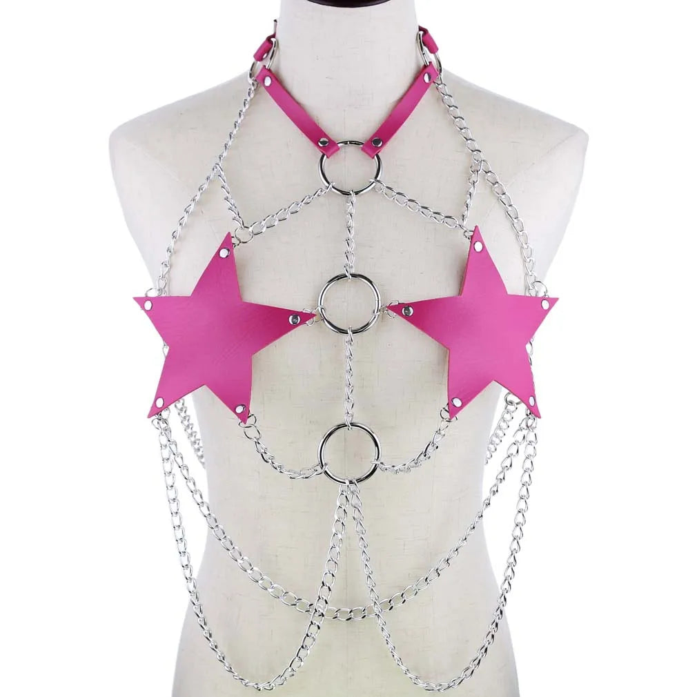 Triple O Starship Chain in pink, perfect for DDLG and kawaii cutecore play, flirty and playful