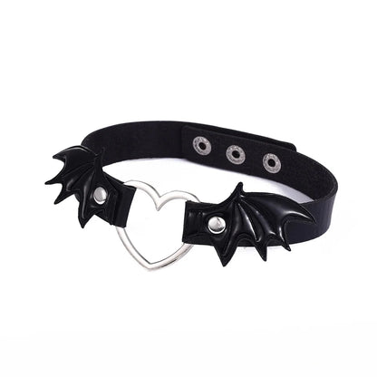 Gothic Halloween bat heart collar for cosplay or alternative fashion