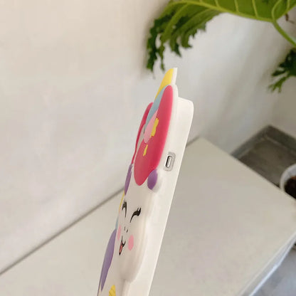Soft blue unicorn phone case with magical aura colors, durable silicone for kawaii fashion vibes