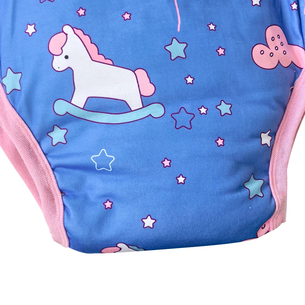 Starlight unicorn training pants with floating balloons, soft cotton for cutecore DDLG ABDL vibes