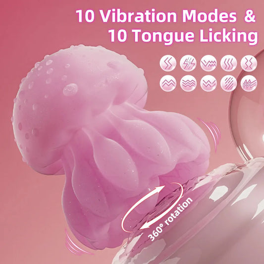 USB magnetic charging jellyfish tongue stimulator made with skin-safe silicone for clitoral and erogenous zone teasing
