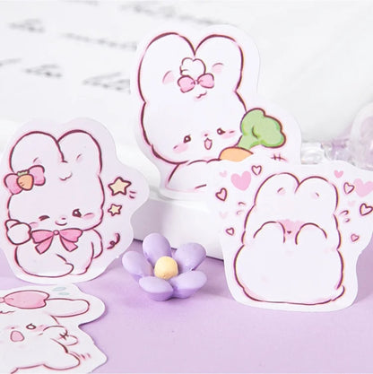 Waterproof Sweet Little Bunny Sticker set with 45 pieces, ideal for laptop, phone, and journal decoration