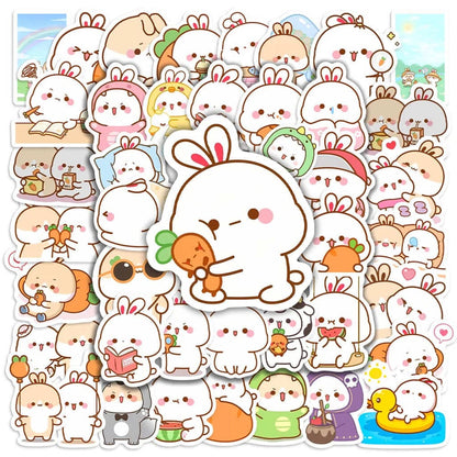 Waterproof kawaii couple stickers with little and caregiver theme, random 10-piece pack for decorating laptops and journals