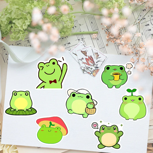 Waterproof froggie vinyl stickers, kawaii random 10-piece pack for decorating tech and journals