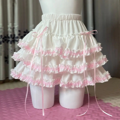 Whipped cream Lolita ruffle skirt with layered frills for kawaii, DDLG, ABDL, pastel, and cutecore outfits