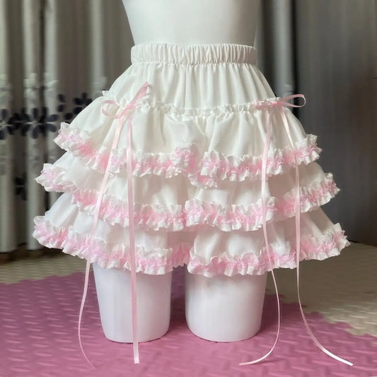 Whipped cream Lolita ruffle skirt with layered frills for kawaii, DDLG, ABDL, pastel, and cutecore outfits