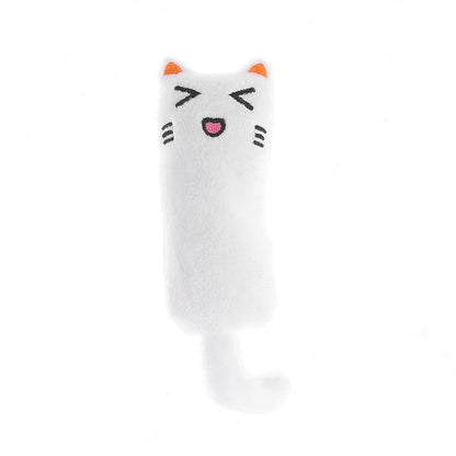 White kawaii catnip toy pillow perfect for soft play and cuddles