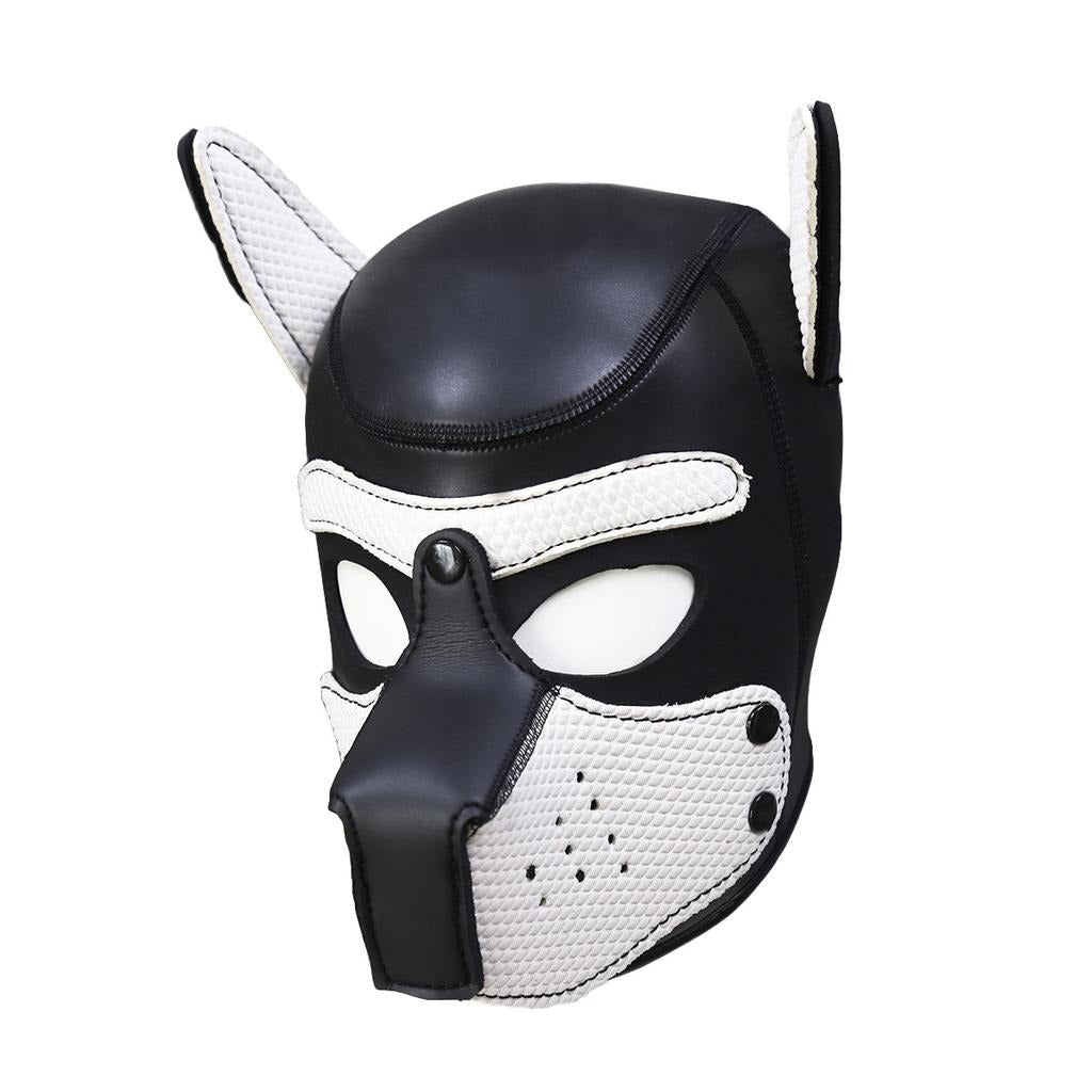 White furry puppy mask for DDLG, flirty sub petplay, and playful little roleplay.