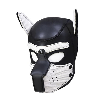 White furry puppy mask for DDLG, flirty sub petplay, and playful little roleplay.