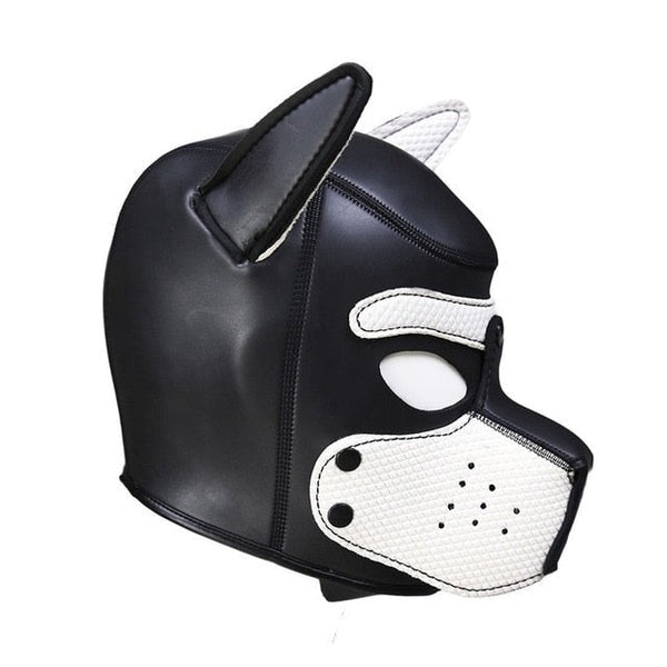White furry pup mask perfect for petplay, DDLG, flirty sub cosplay, and cute puppy roleplay.