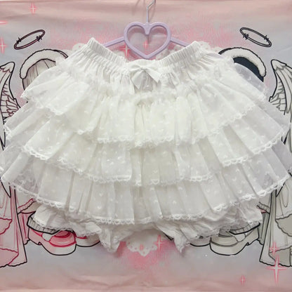 White Princess Puff Ruffle Mini Skirt with ruffles for soft girl fairycore vibes