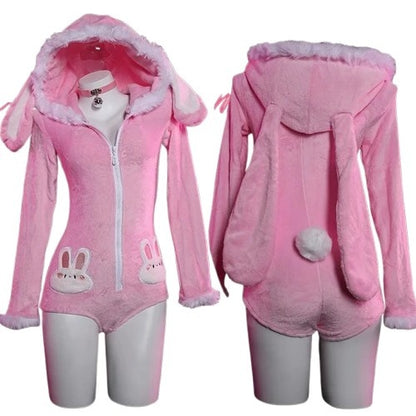 cozy winter bunny romper for ddlg abdl soft-life, little and caregiver dress up, cute kawaii outfit