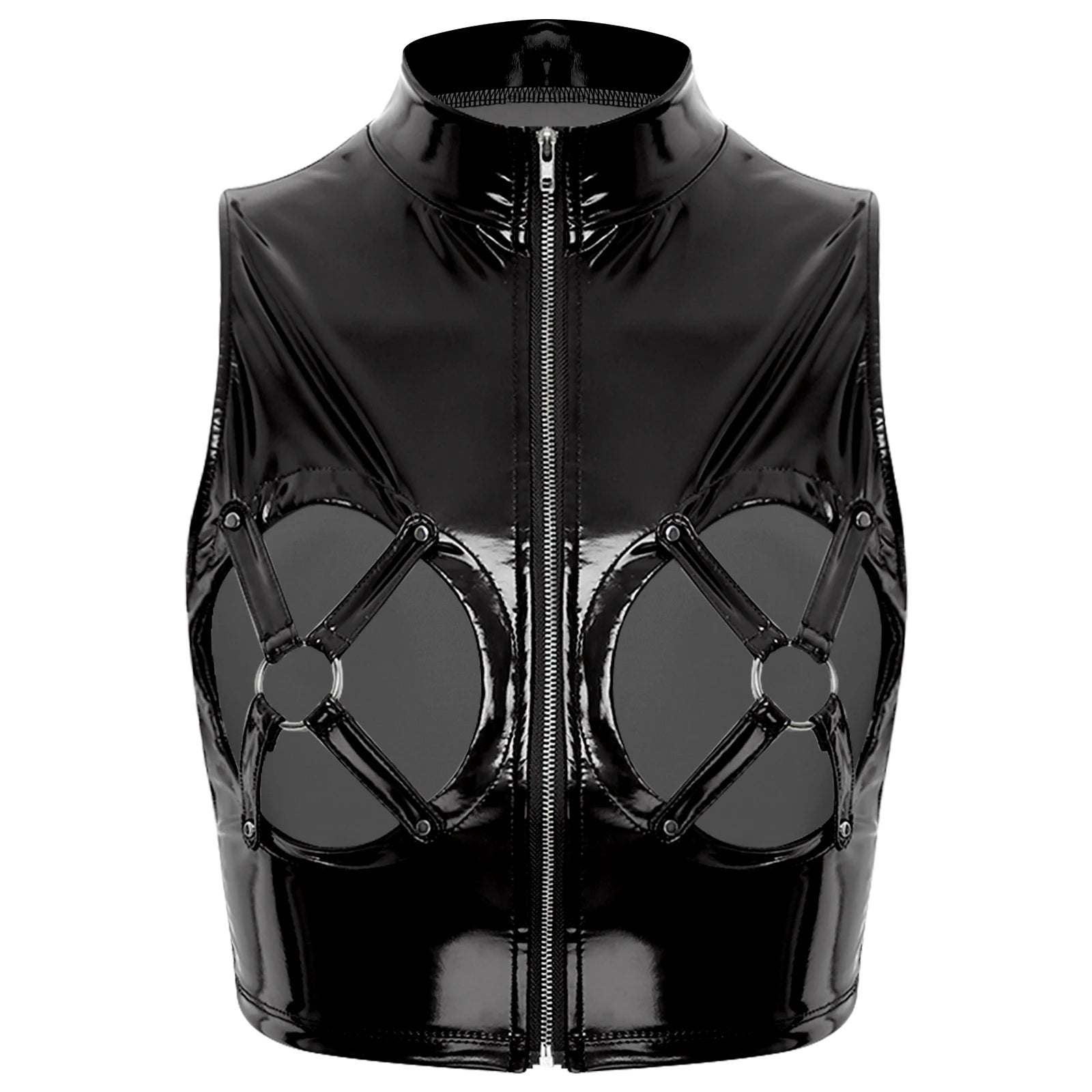 Xposé black latex crop top serving sexy kawaii cutecore vibes and flirty DDLG doll fashion