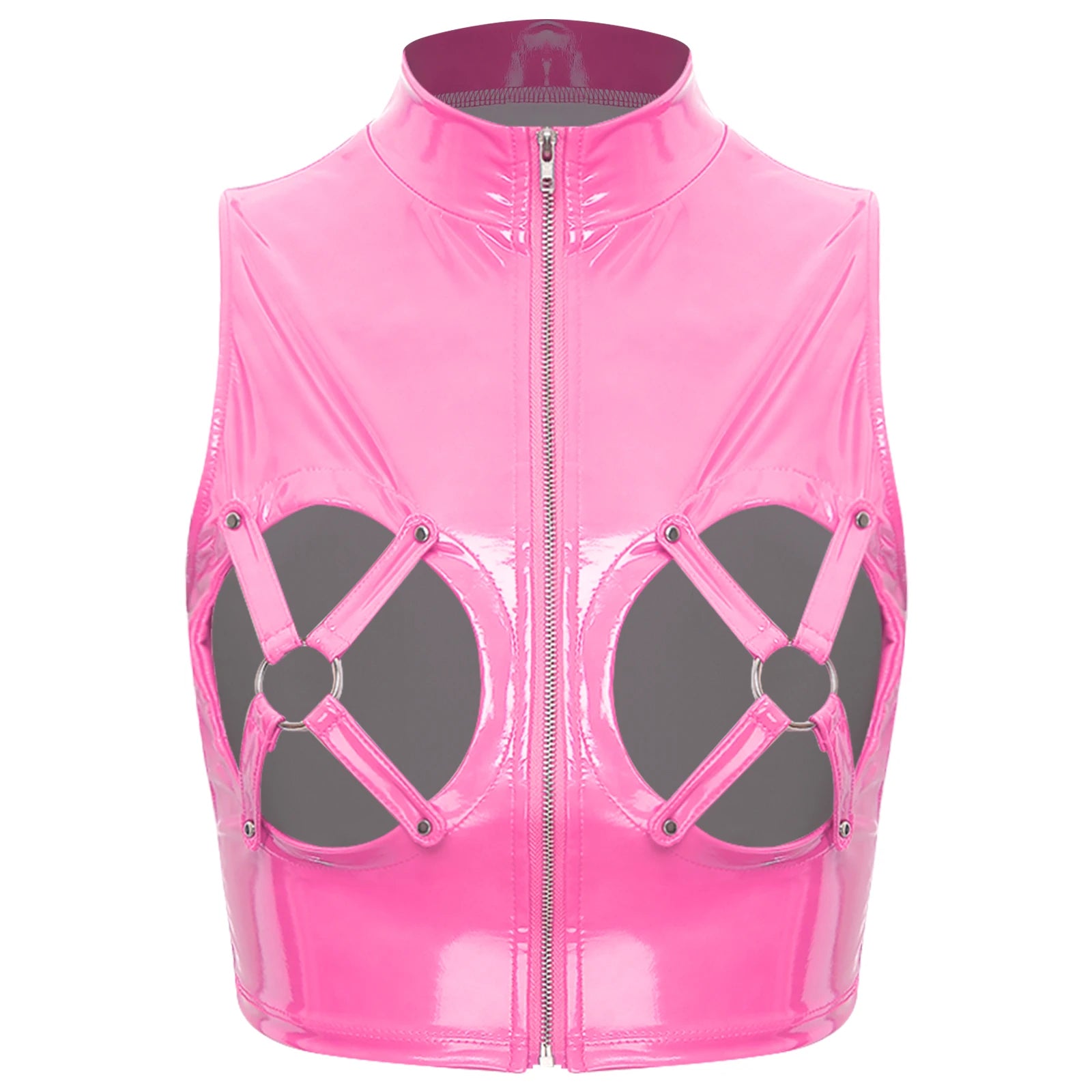 Xposé pink latex crop top for flirty kawaii cutecore vibes and sexy DDLG doll fashion