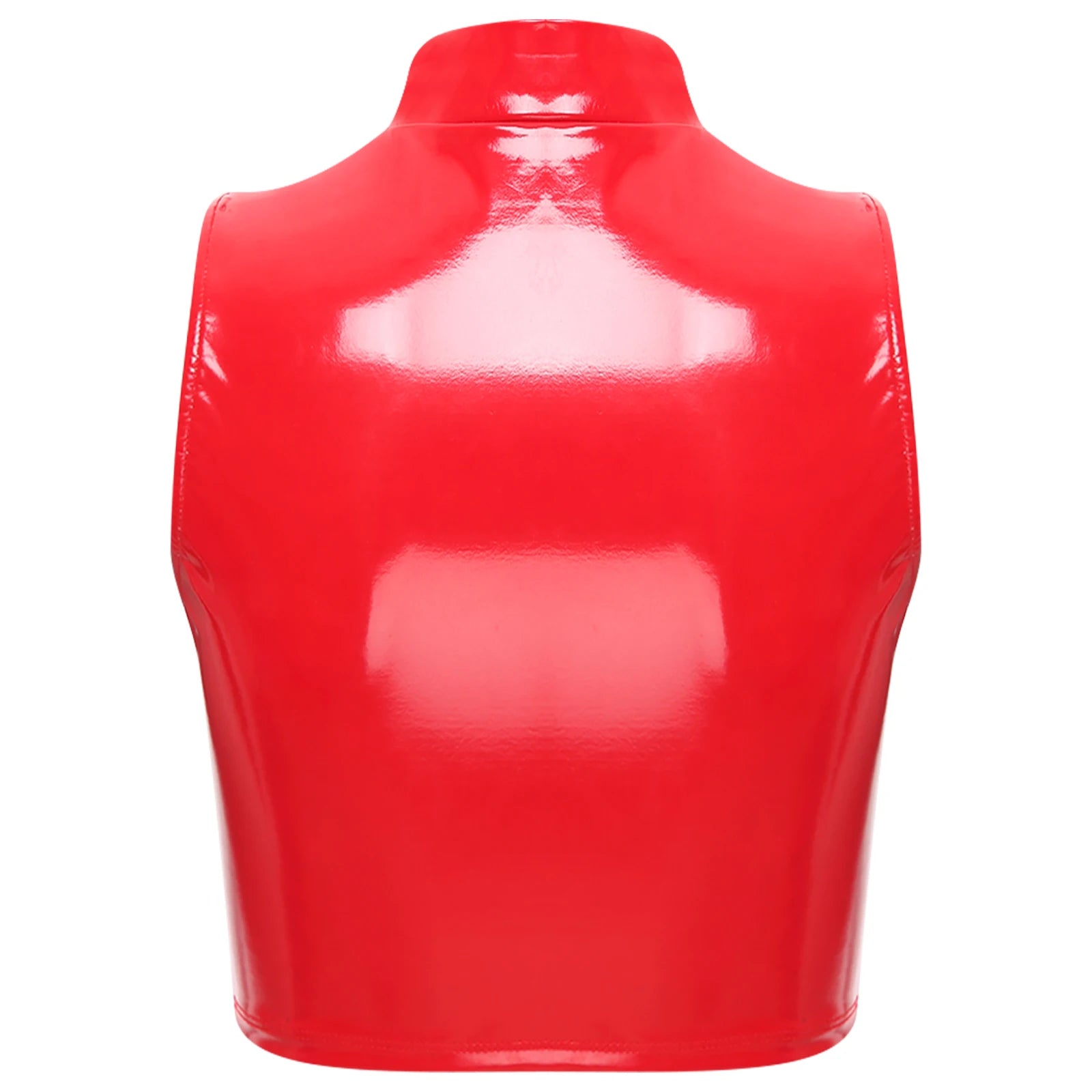 Sexy red latex crop top styled for kawaii cutecore & DDLG doll fashion
