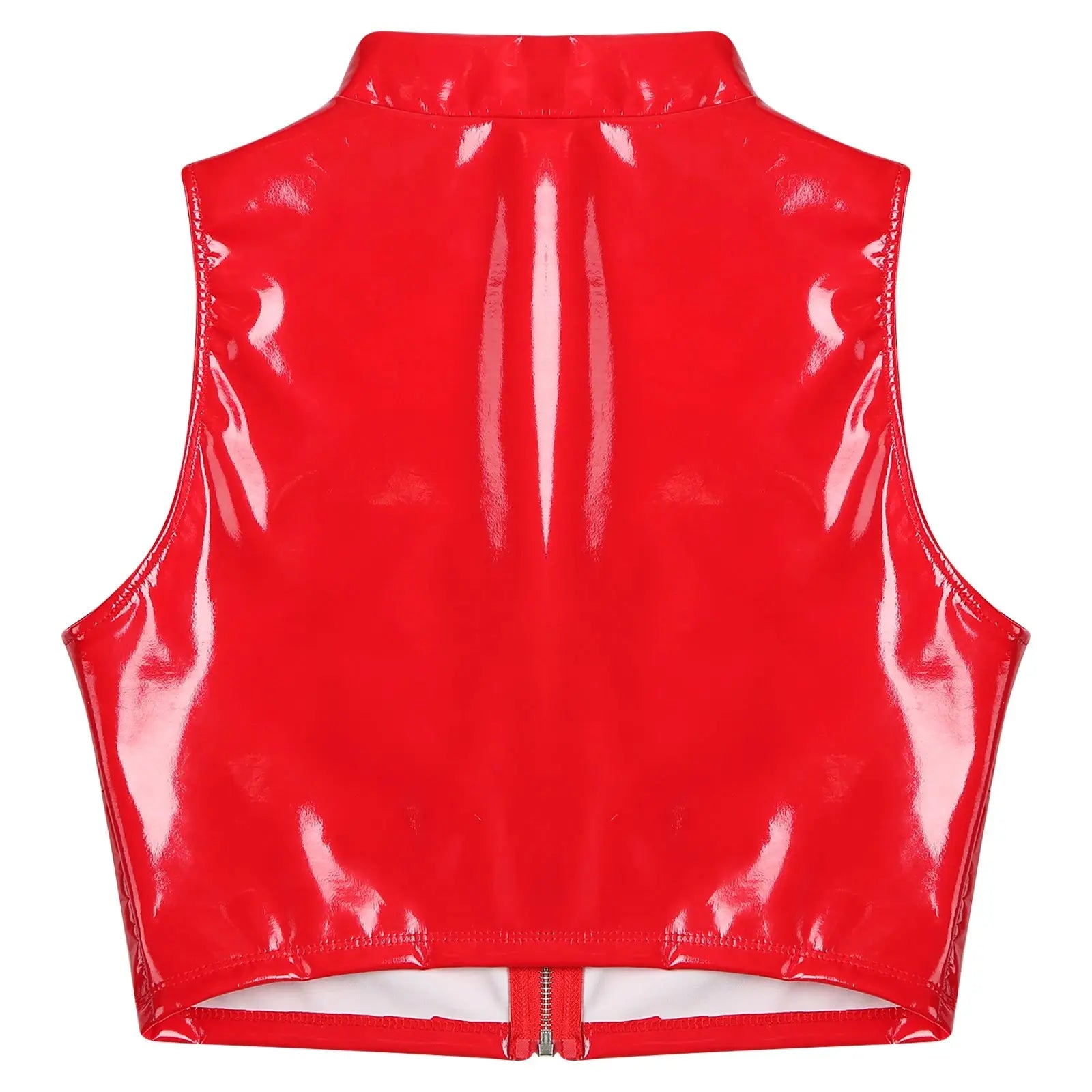 Red latex crop top with sexy kawaii cutecore style and flirty DDLG doll vibes