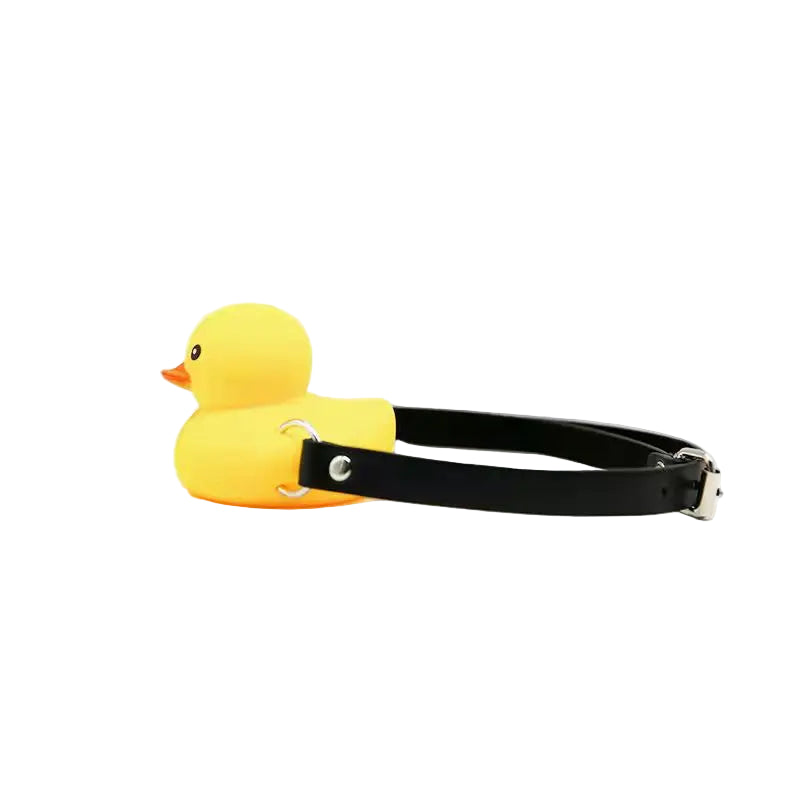 Yellow Rubber Ducky Cutie Choker Gag, soft silicone fetish gag, naughty little space accessory